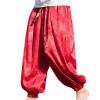Mens Casual Harem Pants Baggy Linen Boho Yoga Jogger Pants Elastic Waist Vintage Hippie Drop Crotch Trousers Plus Size view 1