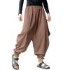 Mens Casual Harem Pants Baggy Linen Boho Yoga Jogger Pants Elastic Waist Vintage Hippie Drop Crotch Trousers Plus Size view 1