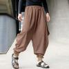 Mens Casual Harem Pants Baggy Linen Boho Yoga Jogger Pants Elastic Waist Vintage Hippie Drop Crotch Trousers Plus Size view 3