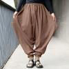 Mens Casual Harem Pants Baggy Linen Boho Yoga Jogger Pants Elastic Waist Vintage Hippie Drop Crotch Trousers Plus Size view 4