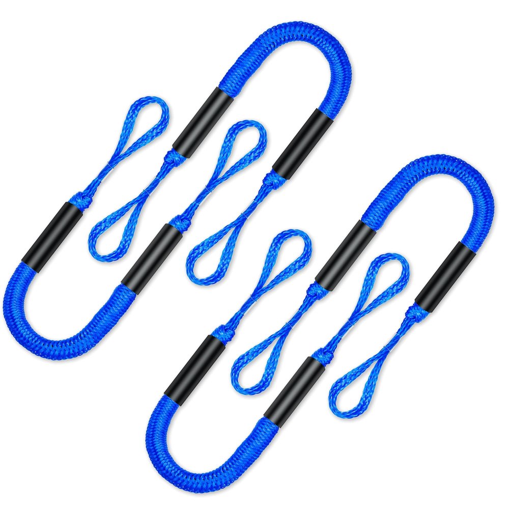 Mooring Strap 4FT Bungee Dock Line 4-Pack - Essential Accessories for Built-in Bumpers, Kayaks, Boats, SeaDoo, Jet Skis, Pontoons, Canoes, Jet Skis, and More