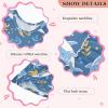 ALAZA Cartoon Dolphin Leaf Blue Girls Toddler Casual Dress for Summer Sleeveless Dresses Sundress 6 Years view 3