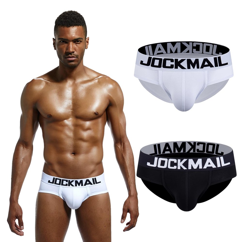 JOCKMAIL Mens Briefs Underwear Mens Cotton Briefs Moisture Wicking Underpants Soft Breathable Men Briefs (US, Alpha, XX-Large, Regular, Regular, White+Black)