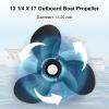 RADHLBNIU 48-77344A45 Outboard Boat Propeller 13 1/4 x17 Pitch Replacement for Mercury 60 75 90 100 115 hp, 15 Spline Tooth, RH, 13.25 x 17P view 3