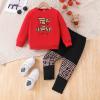 Afsmlys Kid Young Girl Clothes Outfit Bear Print Sweatshirt Colour Patchwork Pants 2PC Fall Winter Clothing Set(4-5T) view 2