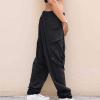 Mens Casual Harem Pants Baggy Linen Boho Yoga Jogger Pants Elastic Waist Vintage Hippie Drop Crotch Trousers Plus Size A- Black view 3