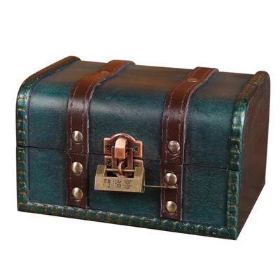 YTDJJWLS Vintage Solidwood Box Jewelry Necklace Storage Treasure Box, Green