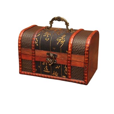 YTDJJWLS 18cm Vintage Jewelry Box Old Item Storage Box Treasure Chest, Red
