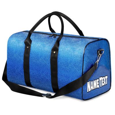 Customized Duffle Bags for Women Men Personlized Weekender Travel Bag with Name/Text Waterproof Overnight Bag Blue Glitter Sports Gym Bag Carry On Travel Tote Bag Dance Bags