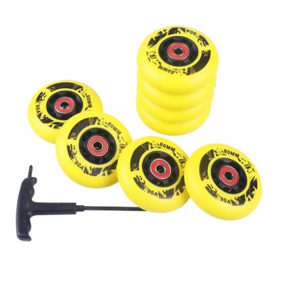 GXBHSP 90A Inline Skate Replacement Wheels with ABEC-9 Bearings72mm 76mm 80mm Inline Skates Wheels Indoor Outdoor Durability and Easy Installation (Yellow,80mm)