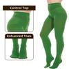 Citystl Opaque Clover Green Tights for Women, 80D Solid Color Soft Tights, Control Top Microfiber Pantyhose for women(Clover GreenL/XL) view 3