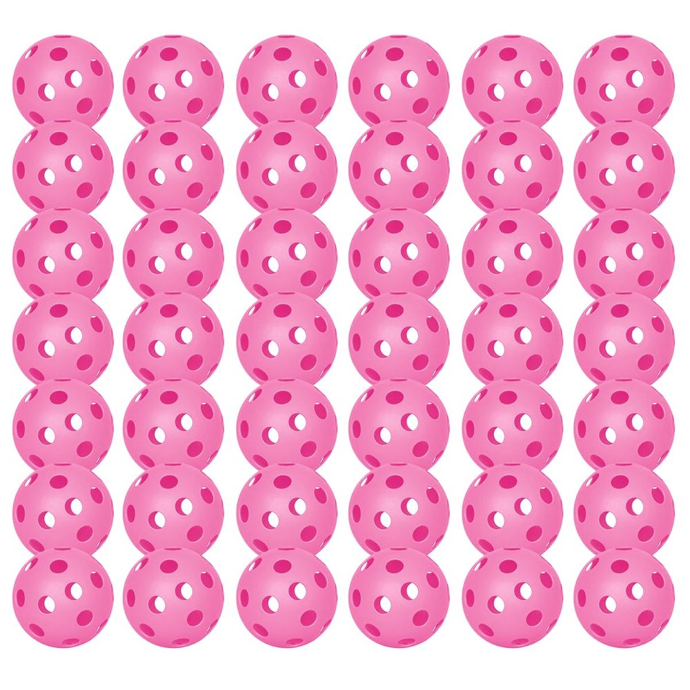 Spunspon 42 Pack Pickleball Balls, 40 Holes Outdoor Pickleballs, High Elasticity & Durable Pickle Balls for All Style Pickleball Paddles, Pink