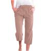XUNRYAN 2024 Capri Pants for Women Casual Summer Drawstring Stretch High Waist Linen Pants Wide Leg Plus Size Lounge Capris view 1