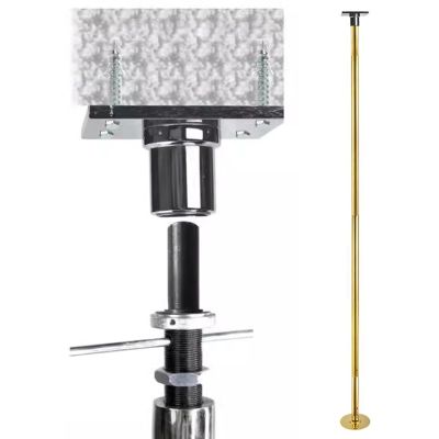 Professional Spinning Dancing Pole Permanent Dance Pole with Fixed Plate, Spinning Static Dancing Pole for Home/Clubs, 7.3ft-12.5ft Dance Pole with Ceiling Mount & Extension Accessories(Gold,320-360CM