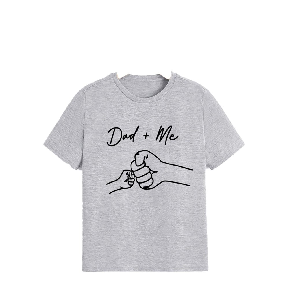 Dad + Me Letter Print Shirts Toddler Baby Boy Girl Fathers Day T-Shirts Funny Tops Short Sleeve Casual (Grey, 7-8 Years)