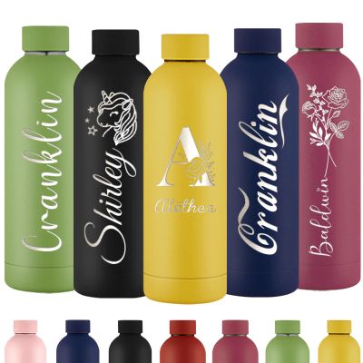 Xihedfd Personalized Water Bottles Custom Engraved Water Bottle with Name Customized Insulated Stainless Steels 16oz Water Bottle for School Office Sport, Yellow