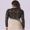 Allegra K Floral Lace Bolero Shrug for Women Elegant Long Sleeve Sheer Cropped Lace Cardigan Large Black view 3