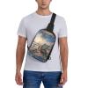 Blue Sea Adjustable Strap Large Capacity Double Layer Crossbody Chest Bag 7.7x2.4x11.8in For Camping Travel Daily Leisure Activities view 2