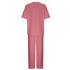 Rkwins Women 2 Piece Linen Dressy Pants Set Summer Floral Print Linen Outfits Casual Lounge Sets Short Sleeve and Pants Set view 3