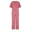 Rkwins Women 2 Piece Linen Dressy Pants Set Summer Floral Print Linen Outfits Casual Lounge Sets Short Sleeve and Pants Set view 4
