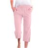 XUNRYAN 2024 Capri Pants for Women Casual Summer Drawstring Stretch High Waist Linen Pants Wide Leg Plus Size Lounge Capris view 1