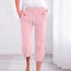XUNRYAN 2024 Capri Pants for Women Casual Summer Drawstring Stretch High Waist Linen Pants Wide Leg Plus Size Lounge Capris view 2