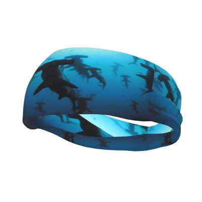 Jbyjbx Hammerhead Sharks Print Sports Sweatband Versatile Sport Headbands for Kids Adults Adjustable Headband, Black, MC700