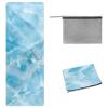 KikandKo Yoga Mat Towel Non Slip Sweat Absorbent Hot Yoga Towels, Soft Yoga Blankets with Travel Bag, Skidless Mat Cover for Workout, Gym, Fitness 72.8"x26.8", Light Blue Marble view 1