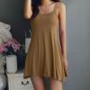 Oplxuo Nightgown for Women Sexy Sleep Dress with Built in Bra Sleeveless Summer Sleepwear Spaghetti Strap Cami Nightdress Yellow view 2
