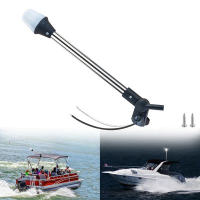 CLGMarine Stern Lights for Boats,All Round Led Anchor Light,Bimini Top Light,Base Foldable,LED Detachable,16Inche,for Pontoon Marine Navigation