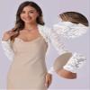 Allegra K Floral Lace Bolero Shrug for Women Elegant Long Sleeve Sheer Cropped Lace Cardigan Small White view 2