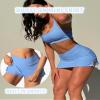 OZICERD High Waisted Golf Skort Tennis Skirt for Women Bodycon Mini Skirt Short Pickleball Athletic Skirt with Shorts Blue M view 4