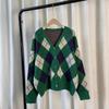 Hyipels Women's Long Sleeve Cardigan Sweater,Cute Y2K Top Knit Colorful Patterned V Neck Button Outwear S~XL view 3