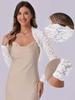 Allegra K Floral Lace Bolero Shrug for Women Elegant Long Sleeve Sheer Cropped Lace Cardigan X-Large White view 2