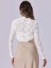 Allegra K Floral Lace Bolero Shrug for Women Elegant Long Sleeve Sheer Cropped Lace Cardigan X-Large White view 3
