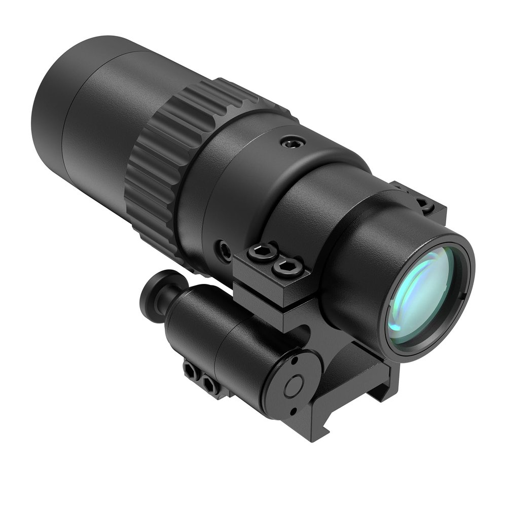 Feyachi Red Dot Magnifier 1.5-5x Flip to Right Side, Absolute Co-Witness Compatible, Multi-Coated Optics, Steel Mount, Fits Picatinny Rails