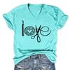 Womens Love Crochet Shirt Funny Letter Print Crochet Hook Yarn Graphic T-Shirt Knitting Lover Gift V Neck Tees Blue view 1
