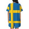 YQxwJL Swedish Flag Print Womens Summer Pajama Sets Sleepwear Ladies Short Sleeve Nightwear Pjs Lounge With Pockets Black, X-Large view 3
