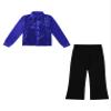 easyforever Kids Boys Sparkle Long Sleeve Button-Down Shirt Hip Hop Latin Jazz Dance Tops and Pants Performance Costume Blue 8 Years view 3