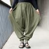 Mens Casual Harem Pants Baggy Linen Boho Yoga Jogger Pants Elastic Waist Vintage Hippie Drop Crotch Trousers Plus Size view 2