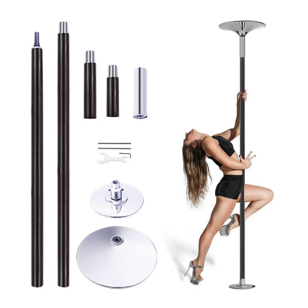 Spinning Pole Portable Removable Silicone Dance Pole - Adjustable Height Spinning Dancing Pole for Home Club Bar Gym Exercise, Complete Set Stripper Pole for 8ft 9ft 10ft 11ft 12ft High Ceilings, Load