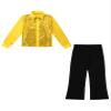 easyforever Kids Boys Sparkle Long Sleeve Button-Down Shirt Hip Hop Latin Jazz Dance Tops and Pants Performance Costume Gold 12 Years view 3
