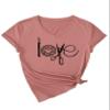 Womens Love Crochet Shirt Funny Letter Print Crochet Hook Yarn Graphic T-Shirt Knitting Lover Gift V Neck Tees Pink view 3