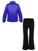 easyforever Kids Boys Sparkle Long Sleeve Button-Down Shirt Hip Hop Latin Jazz Dance Tops and Pants Performance Costume Blue 10 Years view 2