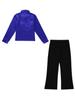 easyforever Kids Boys Sparkle Long Sleeve Button-Down Shirt Hip Hop Latin Jazz Dance Tops and Pants Performance Costume Blue 10 Years view 4