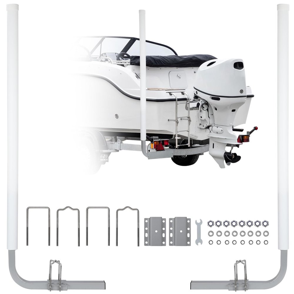 2PCS Boat Trailer Guide, 60" Adjustable Trailer Guide Poles, Rustproof Galvanized Steel Trailer Guide, Trailer Guides with PVC Pipes Without Light