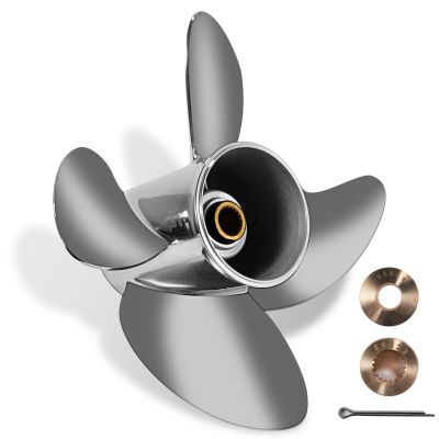 YOUNG PROPS 14 1/2x 16 Stainless Steel Outboard Boat Propeller for Mercury Engines 135-300 HP 14.5x16 Prop Hub Kits Included 4-Blades 15 Tooth RH