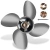YOUNG PROPS 14 1/2x 16 Stainless Steel Outboard Boat Propeller for Mercury Engines 135-300 HP 14.5x16 Prop Hub Kits Included 4-Blades 15 Tooth RH view 2