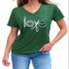 Womens Love Crochet Shirt Funny Letter Print Crochet Hook Yarn Graphic T-Shirt Knitting Lover Gift V Neck Tees Dark Green view 2