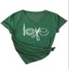 Womens Love Crochet Shirt Funny Letter Print Crochet Hook Yarn Graphic T-Shirt Knitting Lover Gift V Neck Tees Dark Green view 3